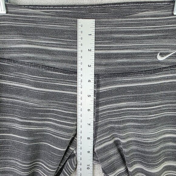 Womens Nike Dri-Fit Gray Striped Athletic Leggings Ankle Cotton Blend Size S - Picture 5 of 11